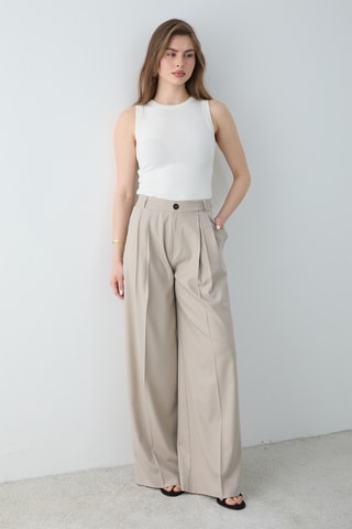 Pantalón wide leg - Beige