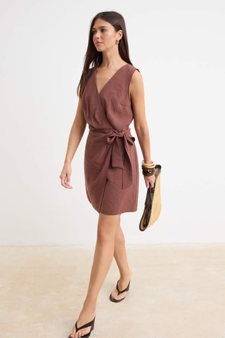 Vestido cruzado - Marrón