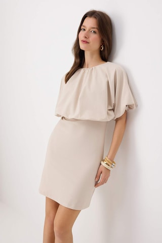 Vestido evasé - Beige