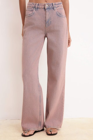 Vaquero wide leg de tiro alto - Rosa