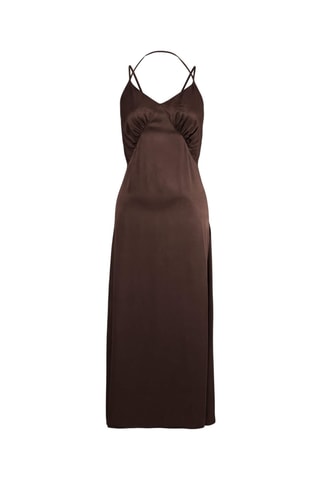 Vestido recto de lana - Marrón