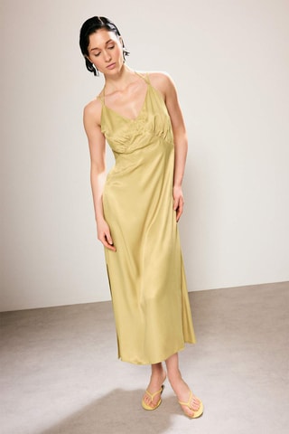 Vestido recto de lana - Verde