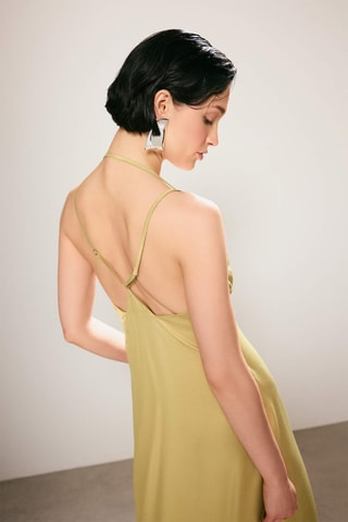 Vestido recto de lana - Verde