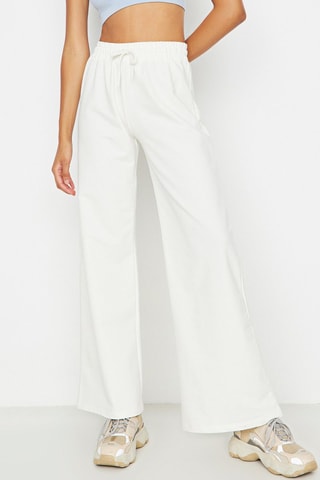 Pantalón wide leg de tiro alto - Blanco