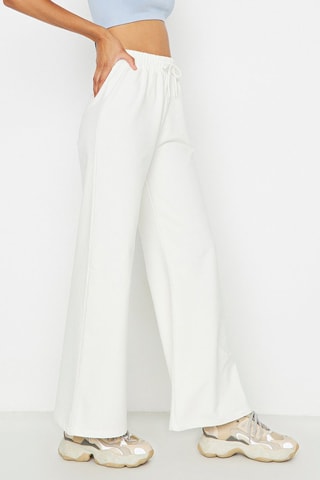 Pantalón wide leg de tiro alto - Blanco