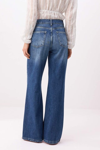 Vaquero wide leg de tiro alto - Azul oscuro
