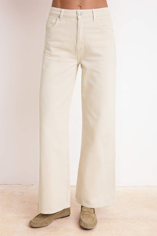 Vaquero wide leg de tiro alto - Beige