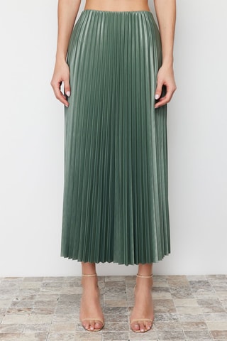 Falda plisada de talle alto - Verde