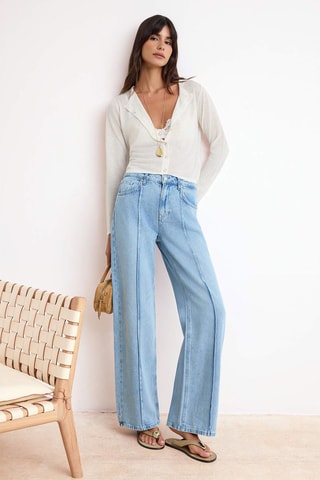 Vaquero wide leg de tiro alto - Azul