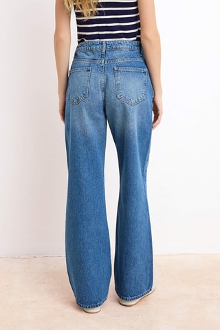 Vaquero wide leg de tiro alto - Azul