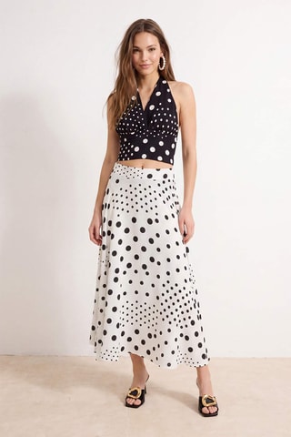 Falda midi - Blanco y multicolor