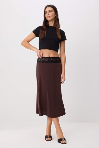 Falda midi - Marrón oscuro