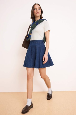 Falda trapecio vaquera - Azul oscuro