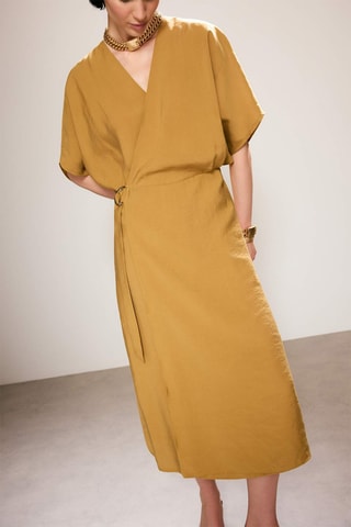 Vestido cruzado - Caqui