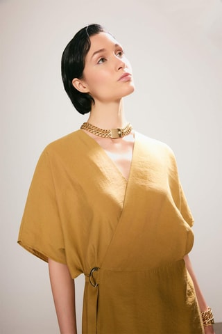 Vestido cruzado - Caqui