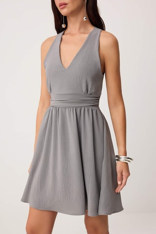 Vestido evasé - Gris