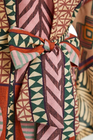 Kimono - Beige, rojo, verde y rosa