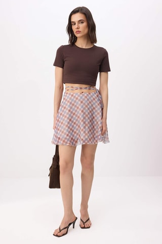 Falda trapecio - Beige y multicolor