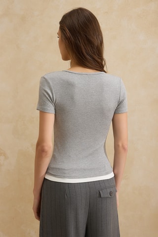 Top trompe-l’œil - Gris