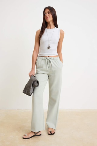 Jean wide legs taille haute - Vert