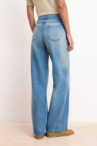 Jean wide legs taille haute - Bleu