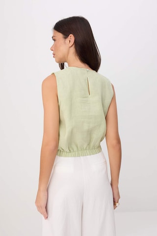 Crop top en lin - Vert clair