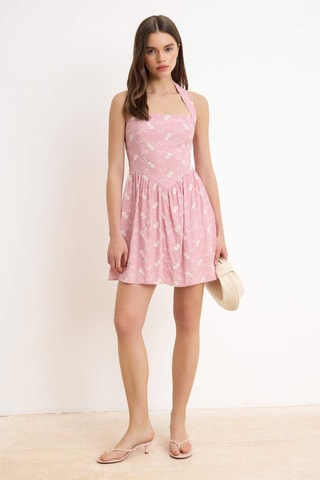 Robe patineuse en broderie anglaise - Rose