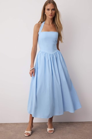 Robe midi - Bleu