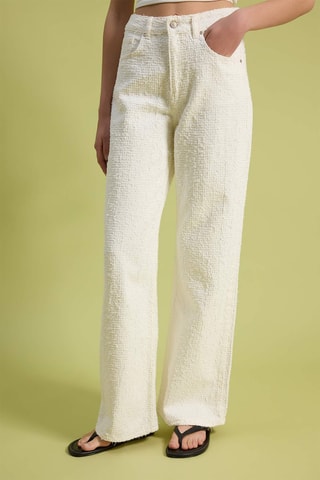 Pantalon wide legs taille haute - Blanc