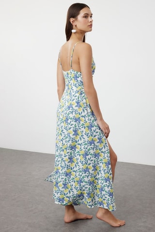 Robe longue - Blanc et bleu