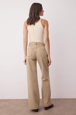 Jean wide legs et jean taille haute - Beige