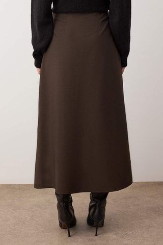 Jupe longue taille haute - Marron