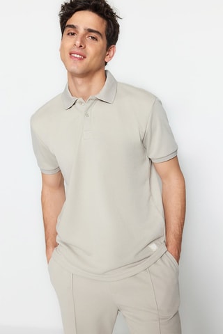 Polo - Blanco, beige y gris