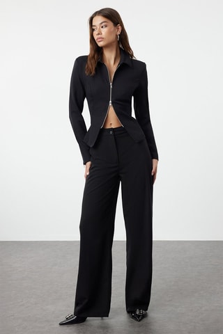 Pantalon wide legs taille haute - Noir