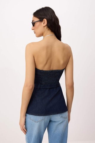 Top bustier en jean - Bleu foncé