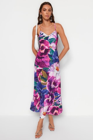 Robe midi - Violet et rose