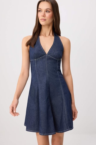 Robe trapèze en jean - Bleu foncé