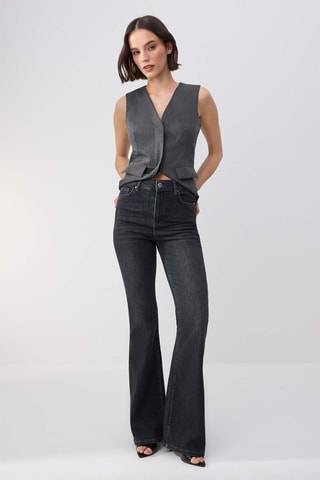 Jean flare taille haute - Anthracite