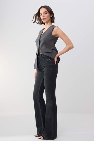 Jean flare taille haute - Anthracite