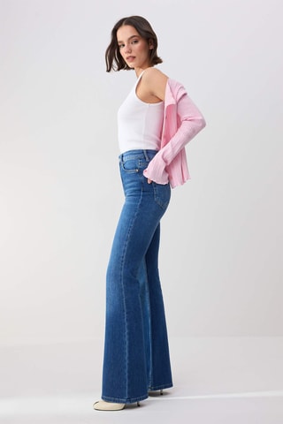 Jean flare taille haute - Bleu foncé