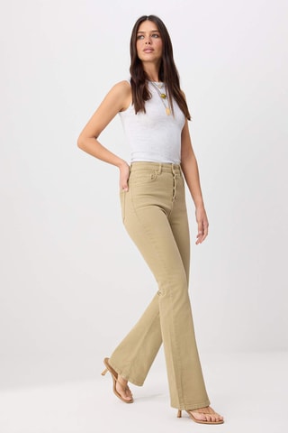 Jean flare taille haute - Camel