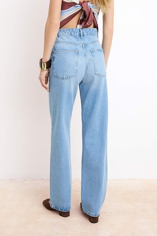Jean wide legs taille haute - Bleu clair