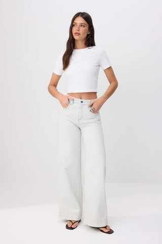 Jean wide legs taille haute - Bleu clair
