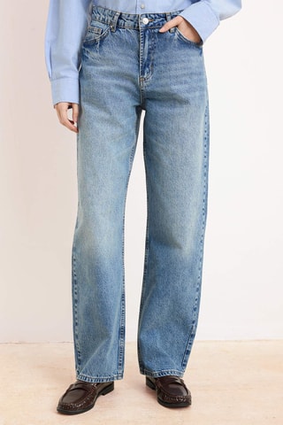 Jean barrel taille haute - Bleu