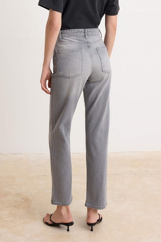 Jean straight taille haute - Gris
