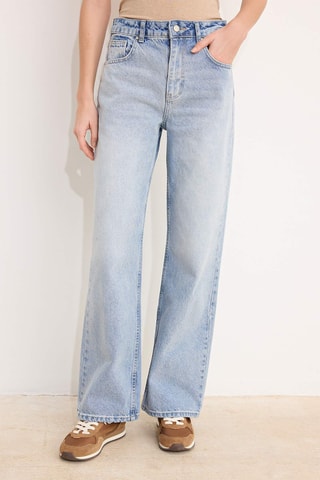 Jean wide legs taille haute - Bleu