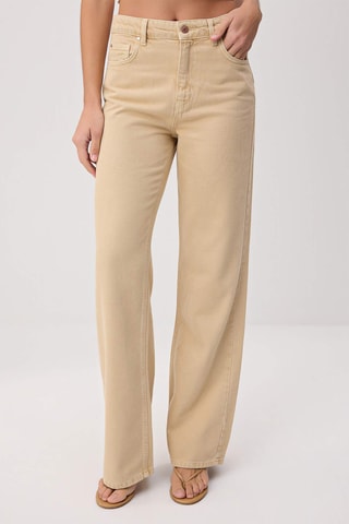 Jean wide legs taille haute - Beige