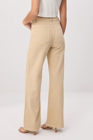Jean wide legs taille haute - Beige