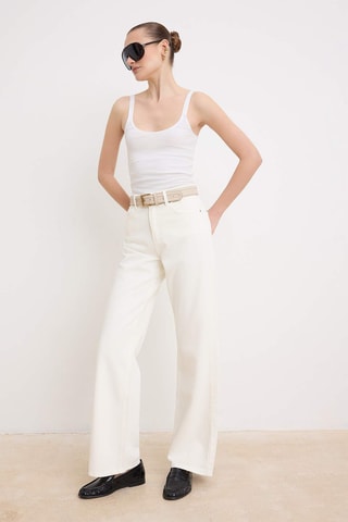 Jean wide legs taille haute - Écru