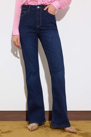 Jean flare taille haute - Bleu foncé